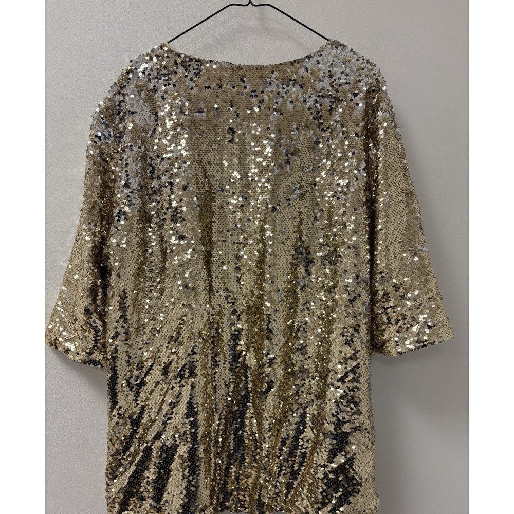 NWT "Lucky & Blessed Women's Tunic/Top Gold Sequins Sz Large Holiday Glam - Picture 9 of 11